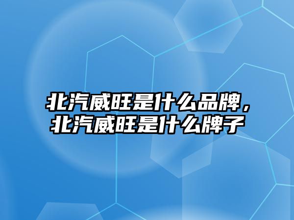 北汽威旺是什么品牌，北汽威旺是什么牌子